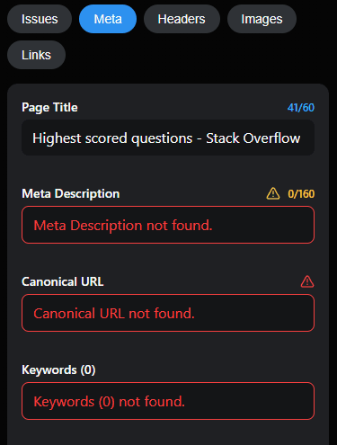 Kontrollera metataggar och Open Graph-information